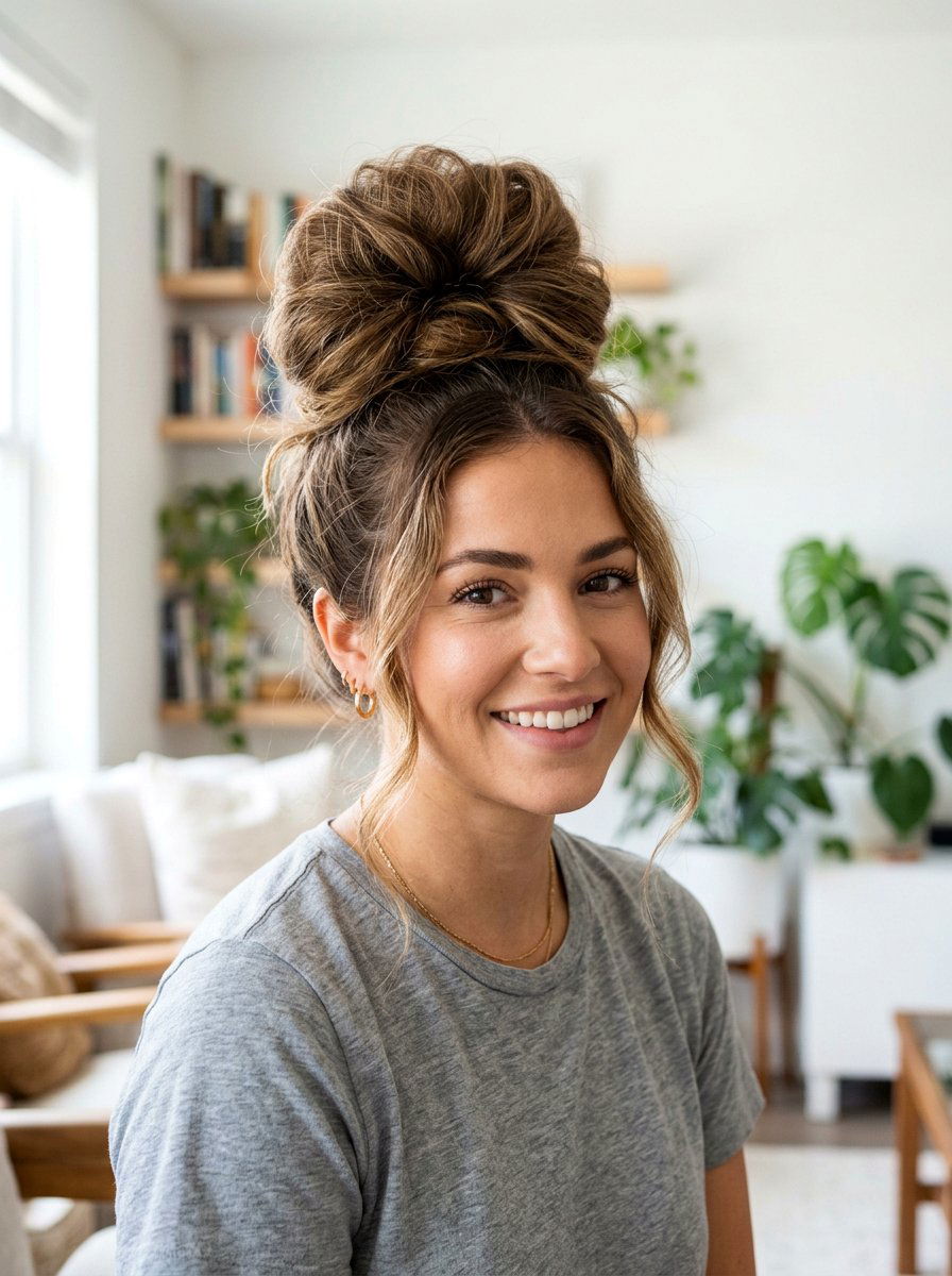 Voluminous High Top Knot - 20 dance practice bun hairstyle - 20 dance practice bun hairstyle