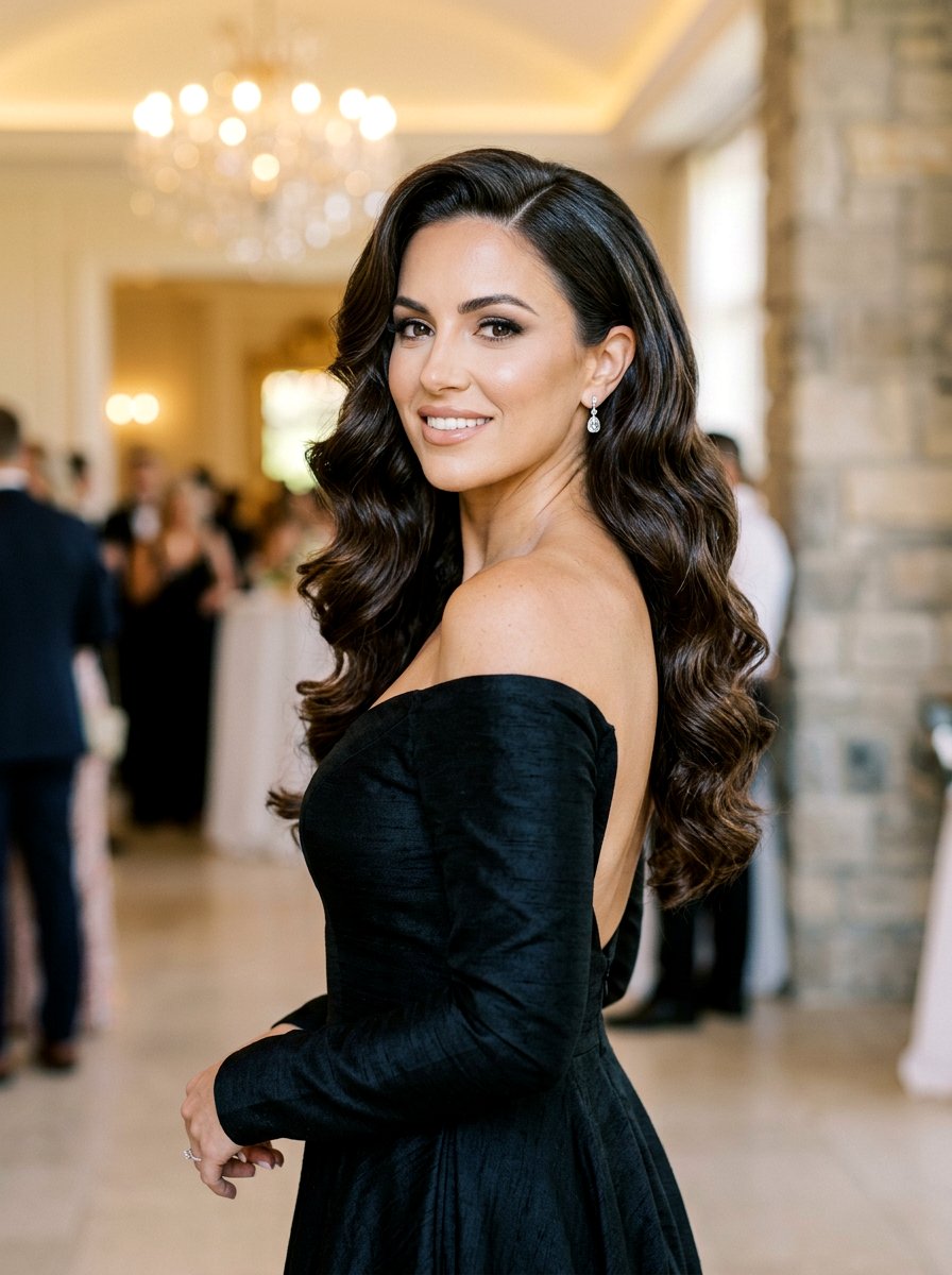 Voluminous Hollywood Waves - 20 party hairstyle for black dress - 20 party hairstyle for black dress