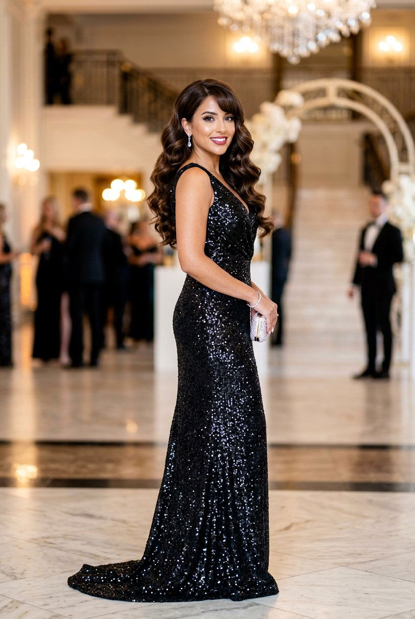 Voluminous Hollywood Waves With Fringe - 20 wedding guest hairstyle for women with bangs - 20 wedding guest hairstyle for women with bangs