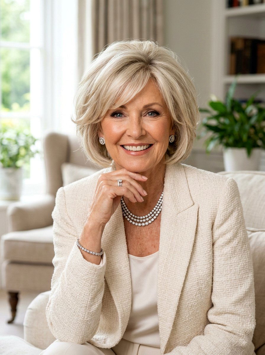 20 Elegant Layered Bob for Women Over 70 Hairstyle Ideas