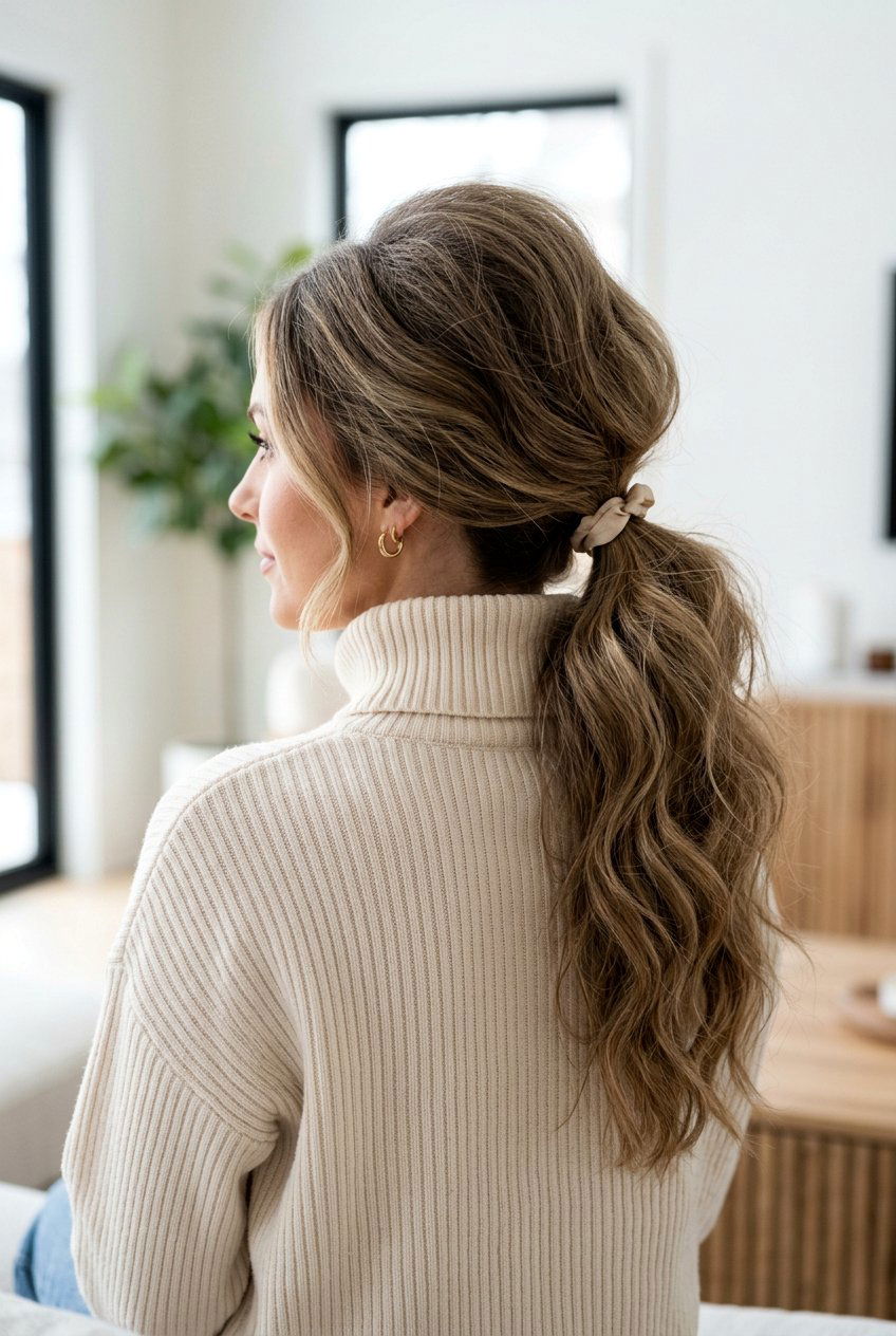 Voluminous Low Ponytail - 20 quick ponytail for school mornings - 20 quick ponytail for school mornings
