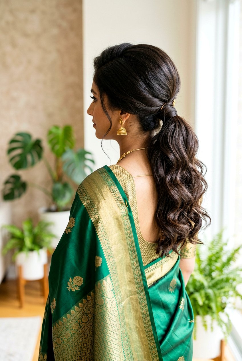 Voluminous Low Ponytail - 20 sangeet hairstyles - 20 sangeet hairstyles