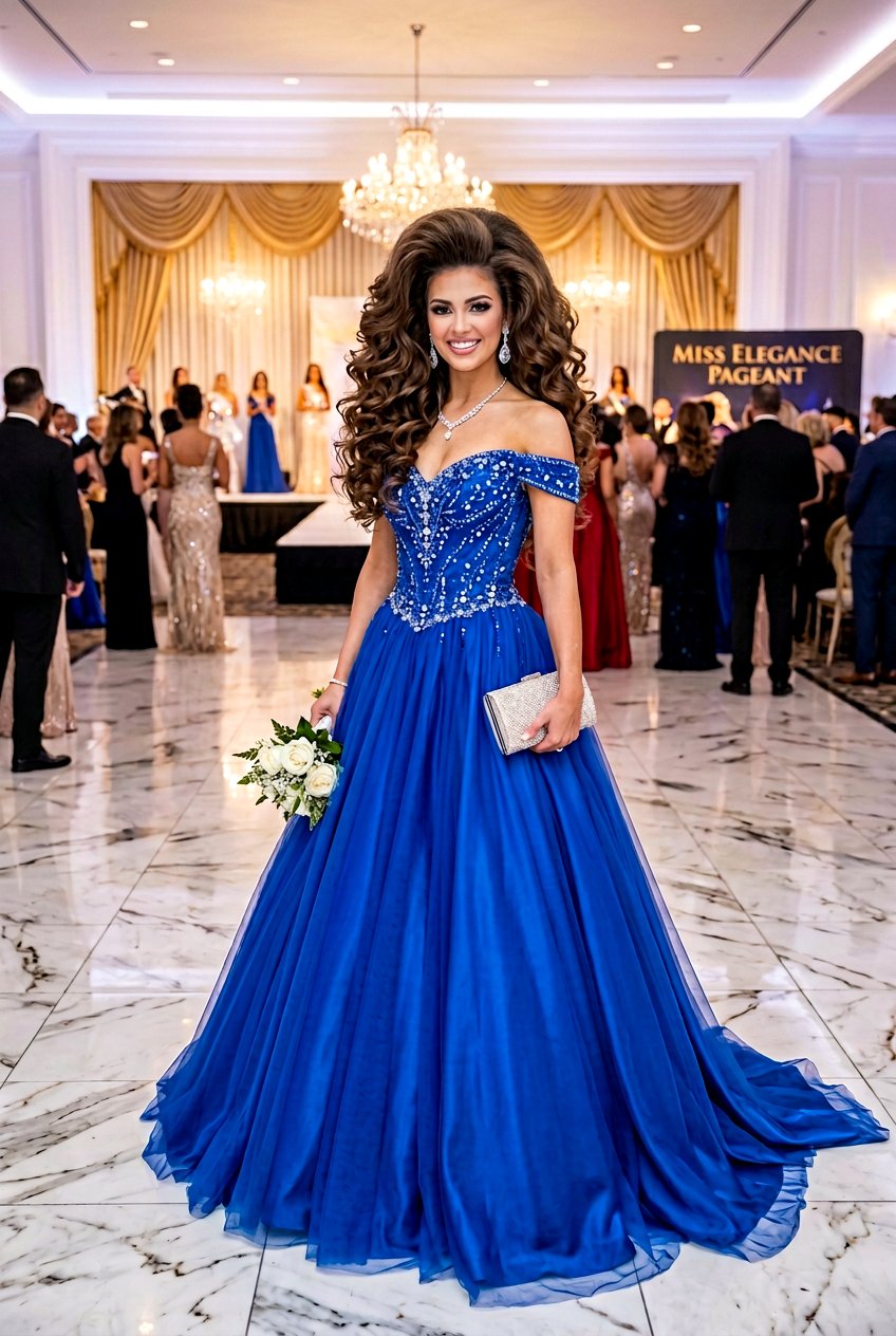 Voluminous Pageant Curls with Teased Crown - 20 pageant hairstyles - 20 pageant hairstyles
