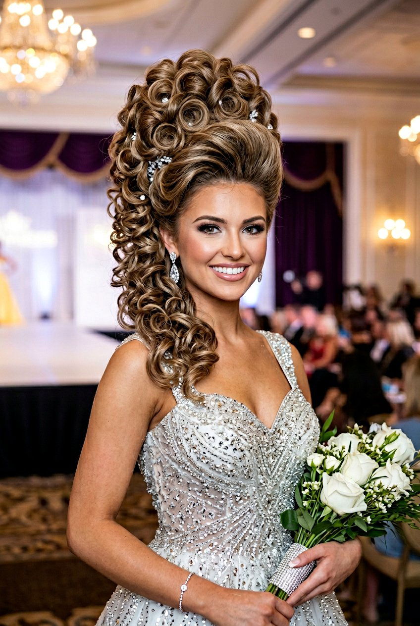 Voluminous Pageant Updo With Curls - 20 pageant updo hairstyles - 20 pageant updo hairstyles