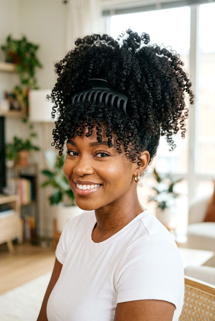 Voluminous Pineapple Updo - 20 windy day claw clip hairstyle - 20 windy day claw clip hairstyle