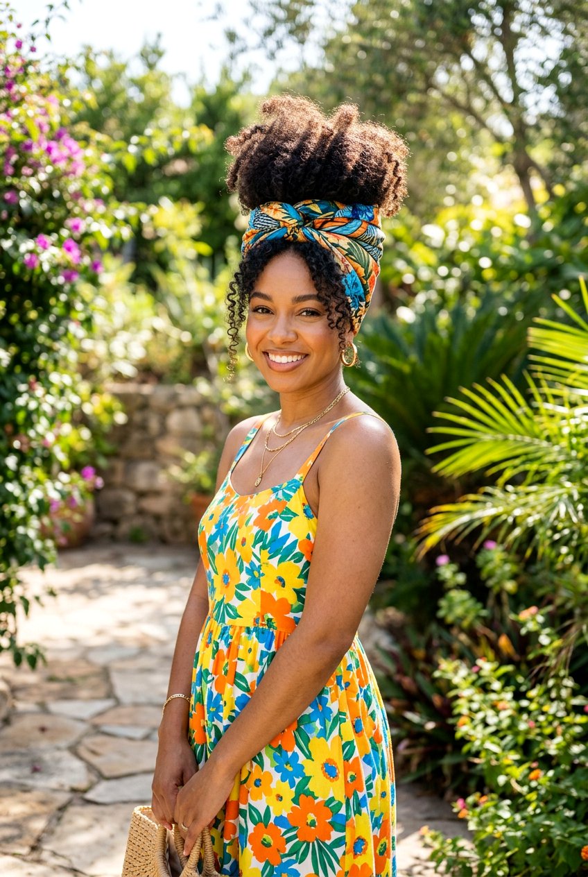 Voluminous Pineapple With Scarf - 20 curly ponytail for natural hair - 20 curly ponytail for natural hair