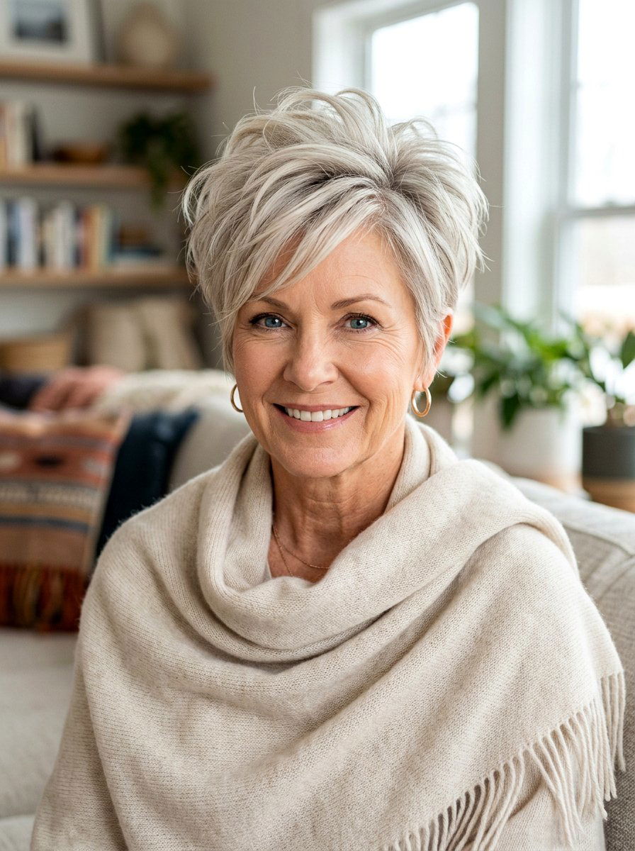 Voluminous Pixie For Thin Hair - 20 soft feathered pixie for older women - 20 soft feathered pixie for older women