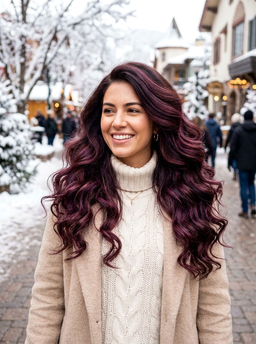 Voluminous Plum Brunette Balayage - 20 winter plum brunette balayage - 20 winter plum brunette balayage