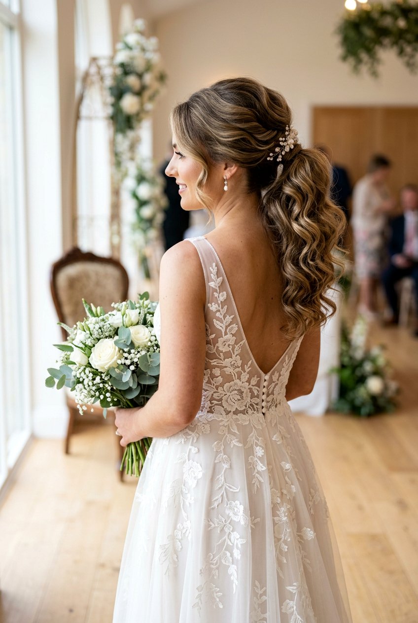 Voluminous Ponytail Bridal Hairstyle For Medium Hair - 20 voluminous bridal ponytail - 20 voluminous bridal ponytail
