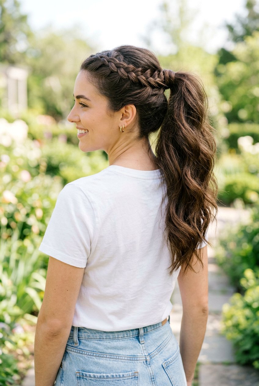 Voluminous Ponytail With Braided Base - 20 voluminous ponytail hairstyle - 20 voluminous ponytail hairstyle