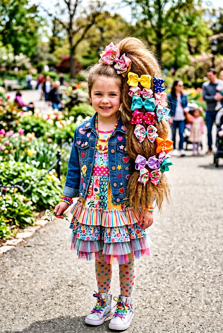 20 Adorable Little Girls Ponytail With Ribbon Bow Styles