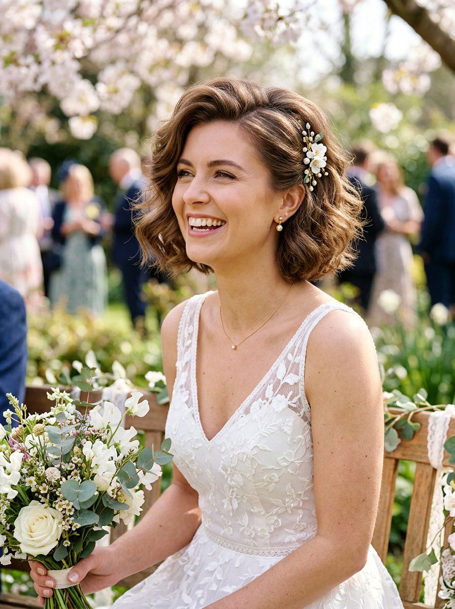 Voluminous Short Bridal Hair - 20 simple bridal hairstyle for short hair - 20 simple bridal hairstyle for short hair