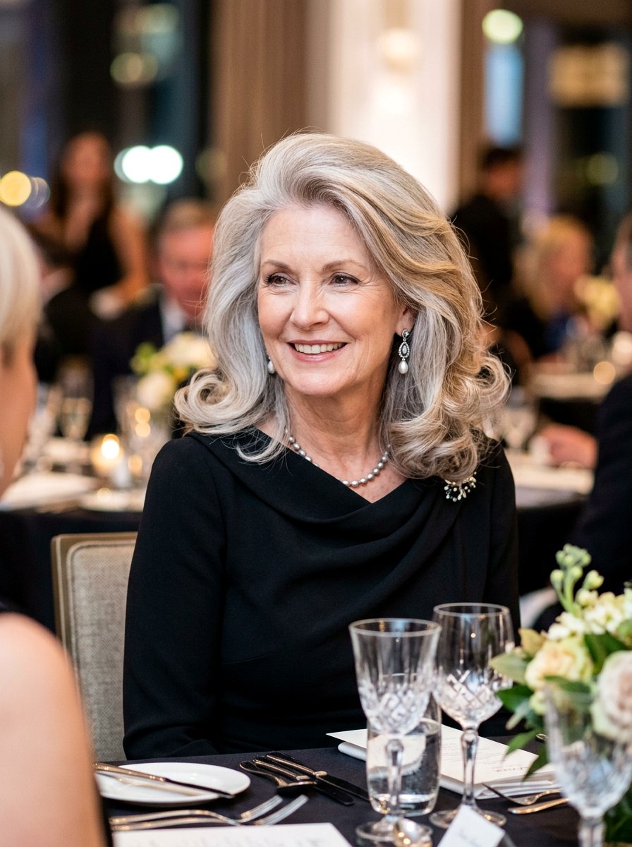 Voluminous Shoulder Length Blowout - 20 polished shoulder length hairstyle for older women - 20 polished shoulder length hairstyle for older women