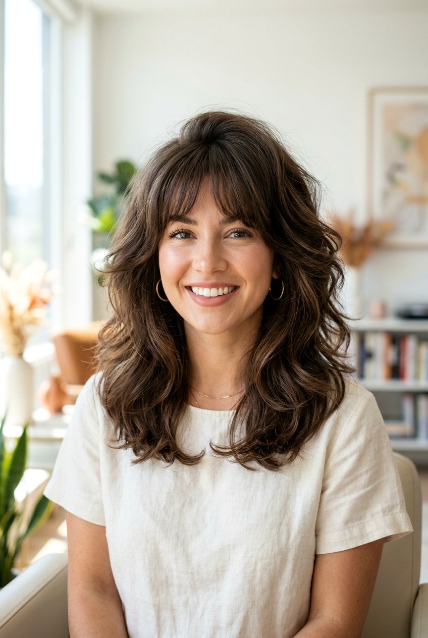 Voluminous Shoulder Length Haircut With Wispy Bangs - 20 shoulder length haircut with wispy bangs - 20 shoulder length haircut with wispy bangs