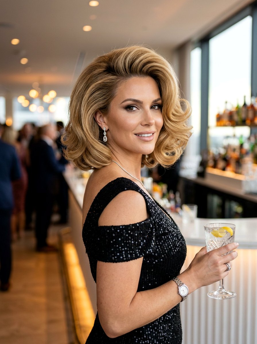 Voluminous Side Part Bob - 20 red carpet bob with side part - 20 red carpet bob with side part