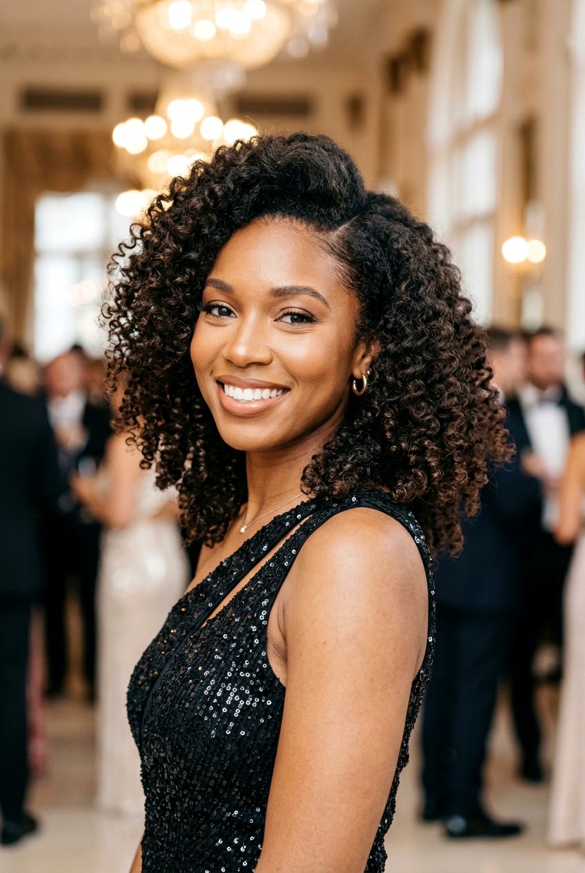 Voluminous Side Part Curly Hair - 20 birthday hairstyle for curly shoulder length hair - 20 birthday hairstyle for curly shoulder length hair