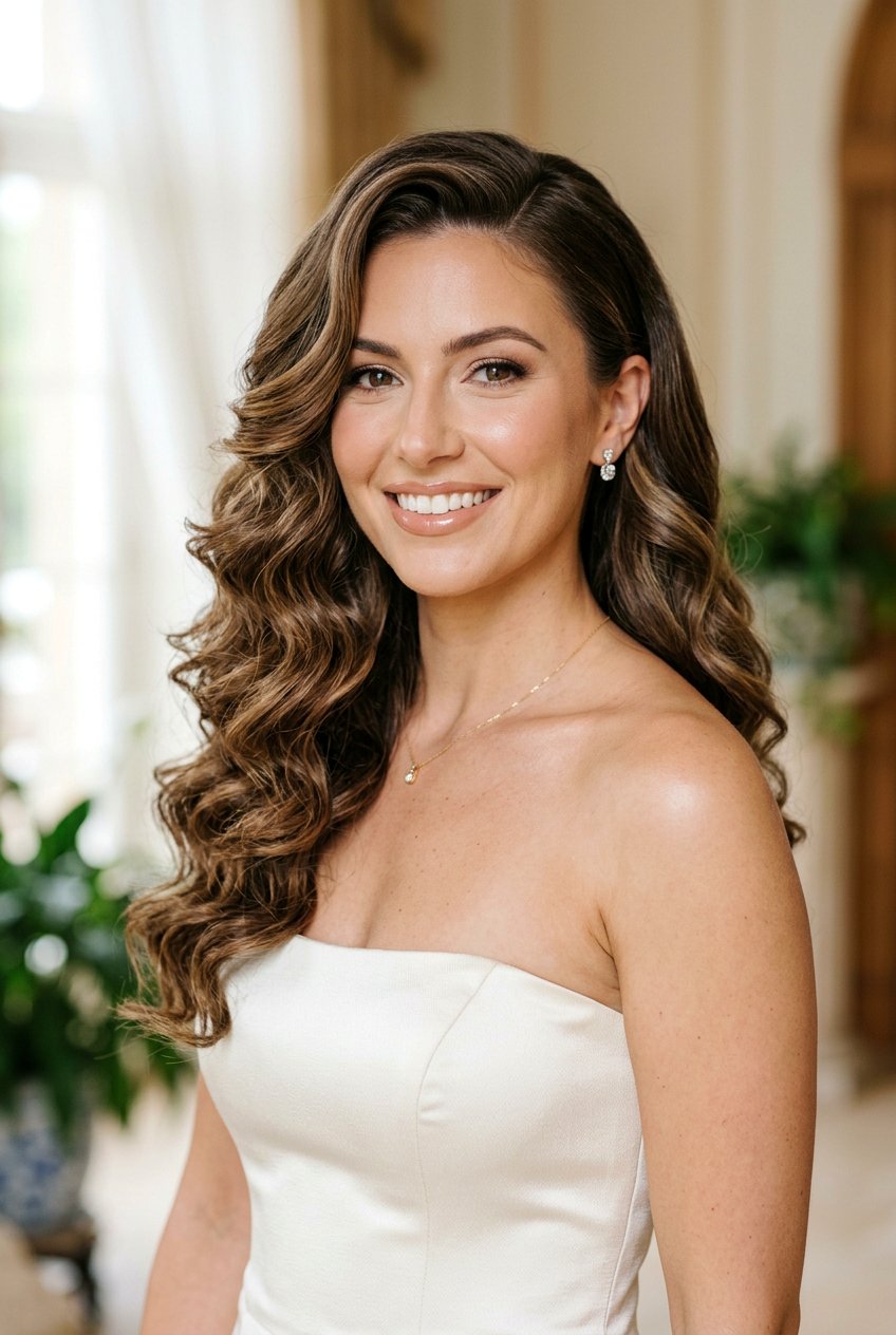 Voluminous Side Swept Curls - 20 bouncy hairstyle for birthday dinner - 20 bouncy hairstyle for birthday dinner