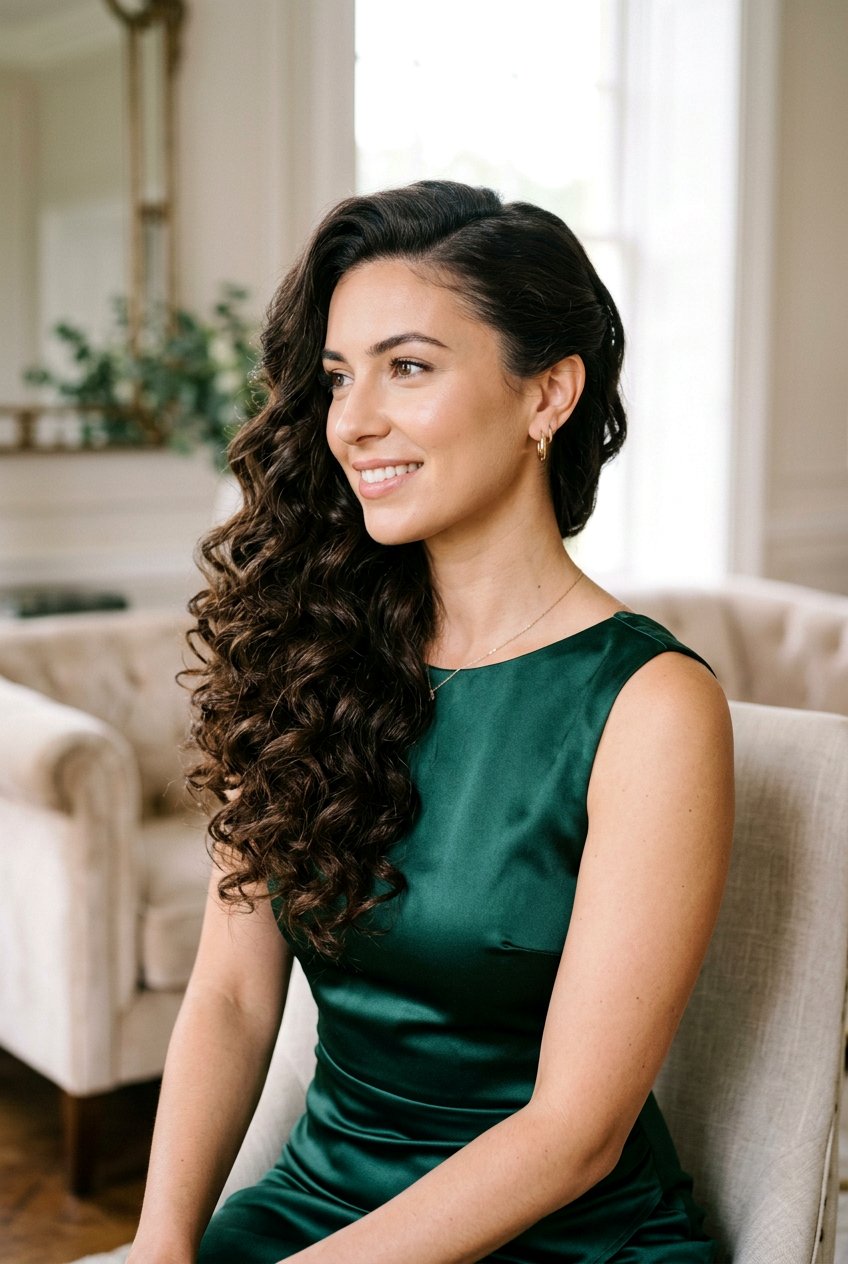 Voluminous Side Swept Curls - 20 bouncy hairstyle for holiday party - 20 bouncy hairstyle for holiday party