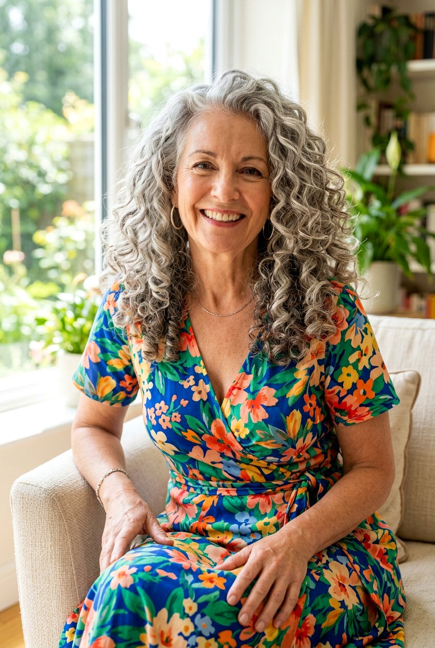 Voluminous Silver Gray Curls - 20 mature women silver gray hair ideas - 20 mature women silver gray hair ideas