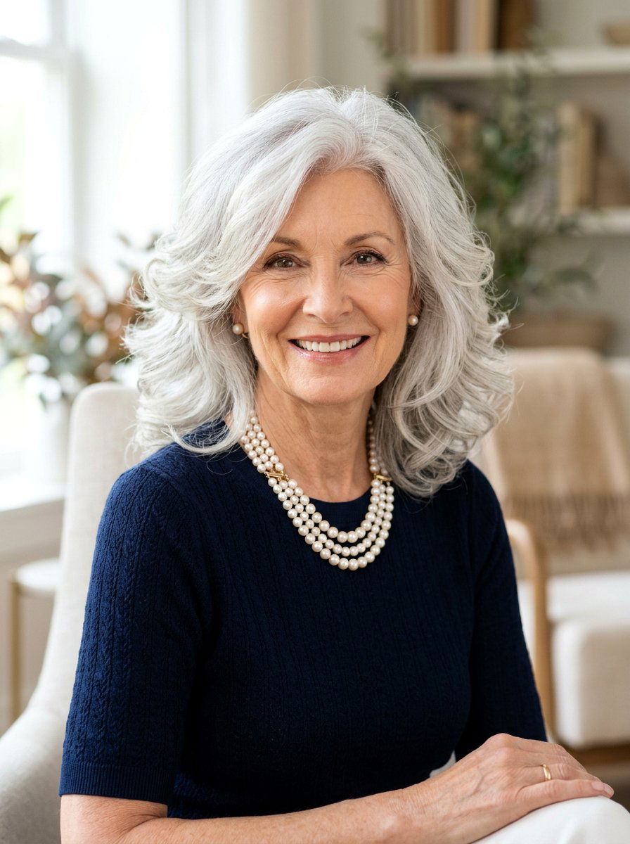 Voluminous Silver Mid Length - 20 youthful gray hairstyles for older women - 20 youthful gray hairstyles for older women