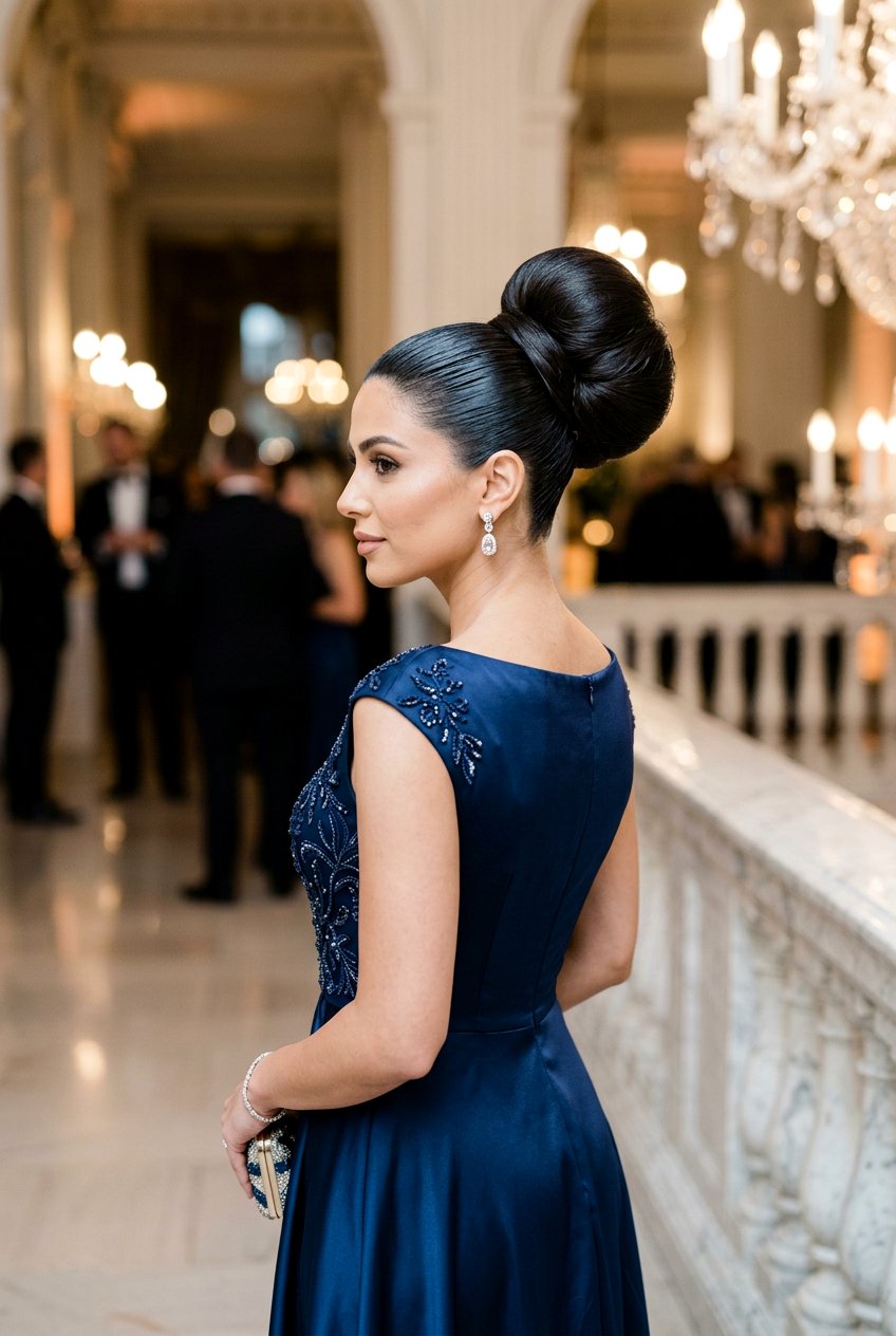 Voluminous Slicked Base Bun - 20 editorial slick bun hairstyle - 20 editorial slick bun hairstyle