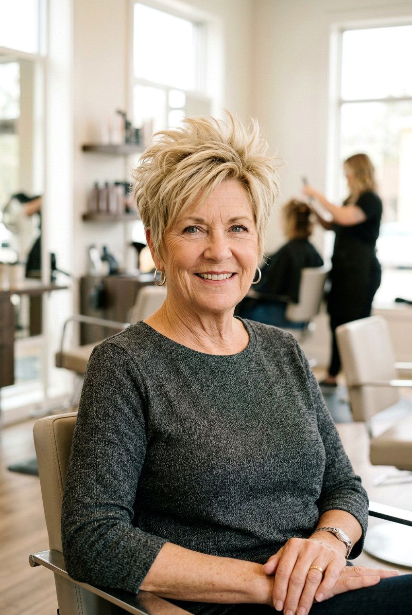 Voluminous Spiky Pixie - 20 short spiky haircuts for older women - 20 short spiky haircuts for older women