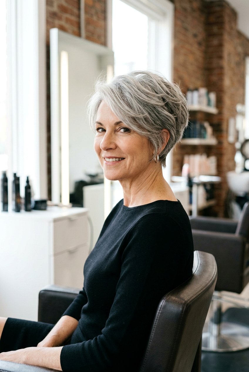 Voluminous Stacked Bixie Cut - 20 modern mom haircut for thick hair - 20 modern mom haircut for thick hair