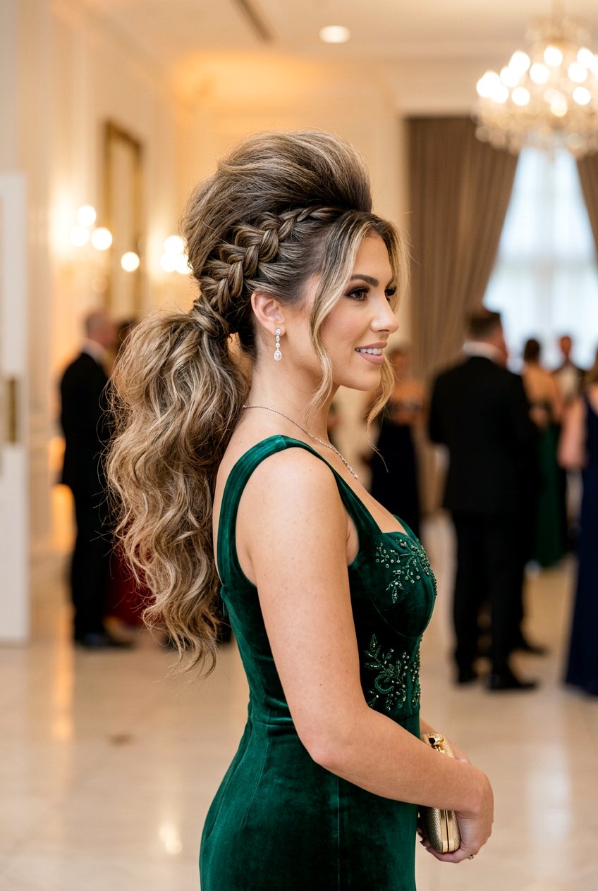 Voluminous Teased Braided Ponytail - 20 western braid ponytail for women - 20 western braid ponytail for women