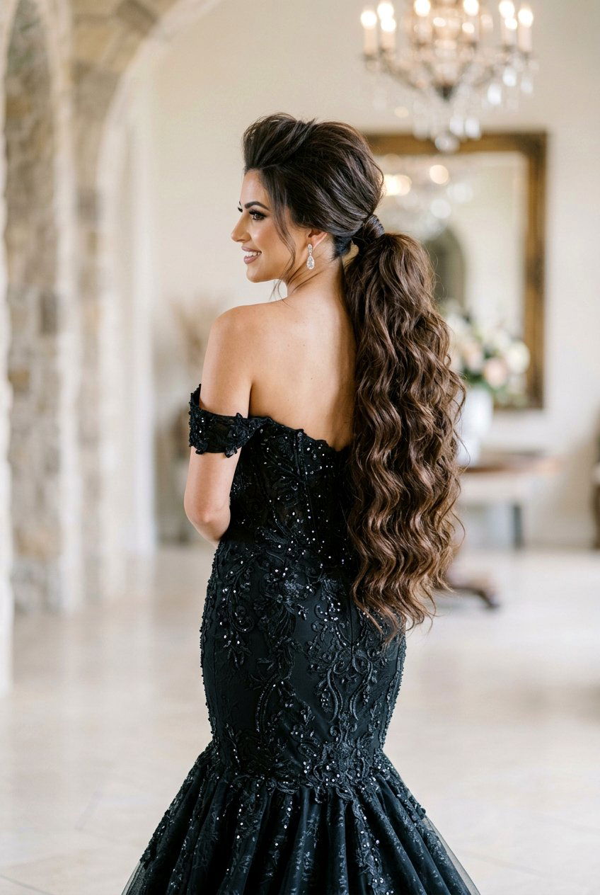 Voluminous Textured Ponytail With Extensions - 20 bridal hairstyle with textured ponytail - 20 bridal hairstyle with textured ponytail