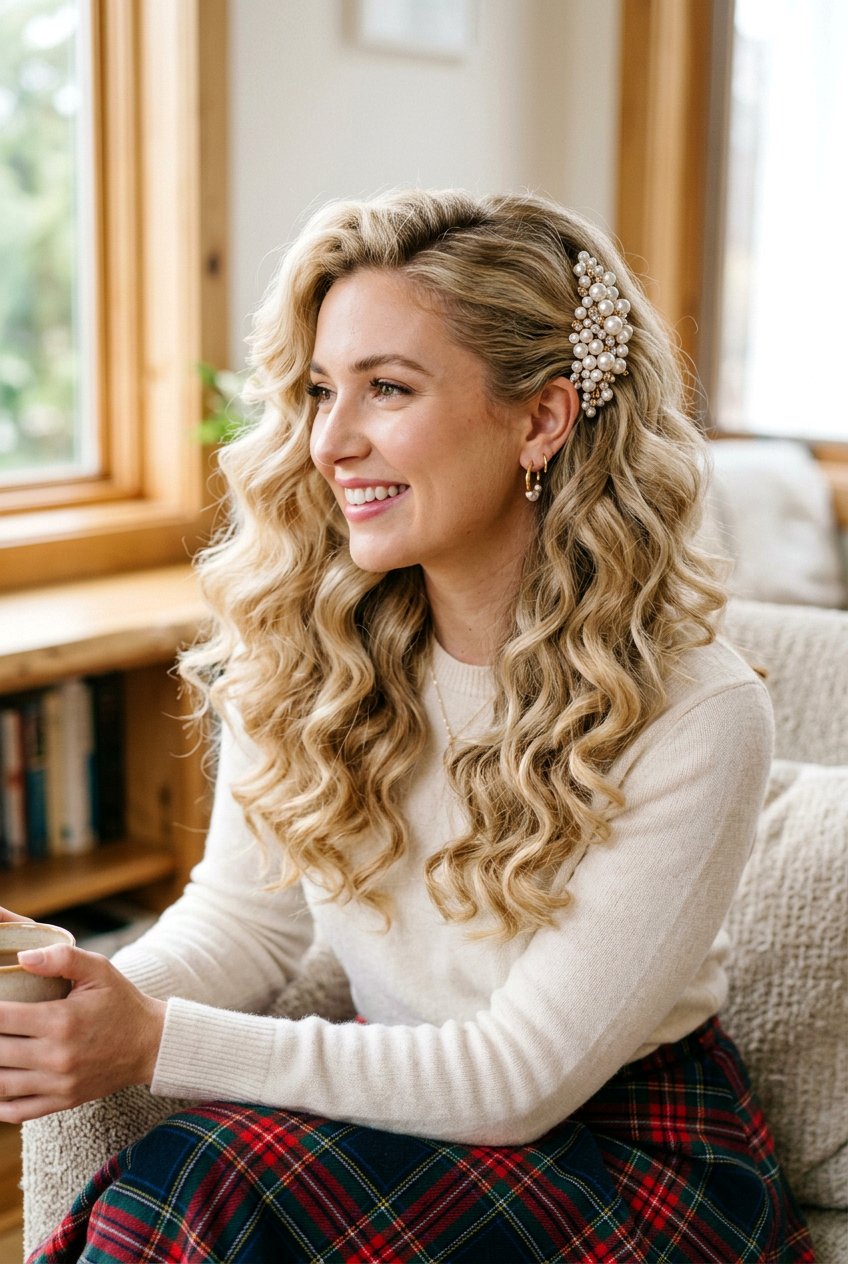 20 Pretty School Hairstyle With Pearl Clips to Wear Today