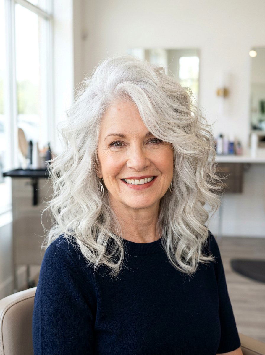 Voluminous Wavy Shag Haircut - 20 wavy shag haircut for women over 60 - 20 wavy shag haircut for women over 60