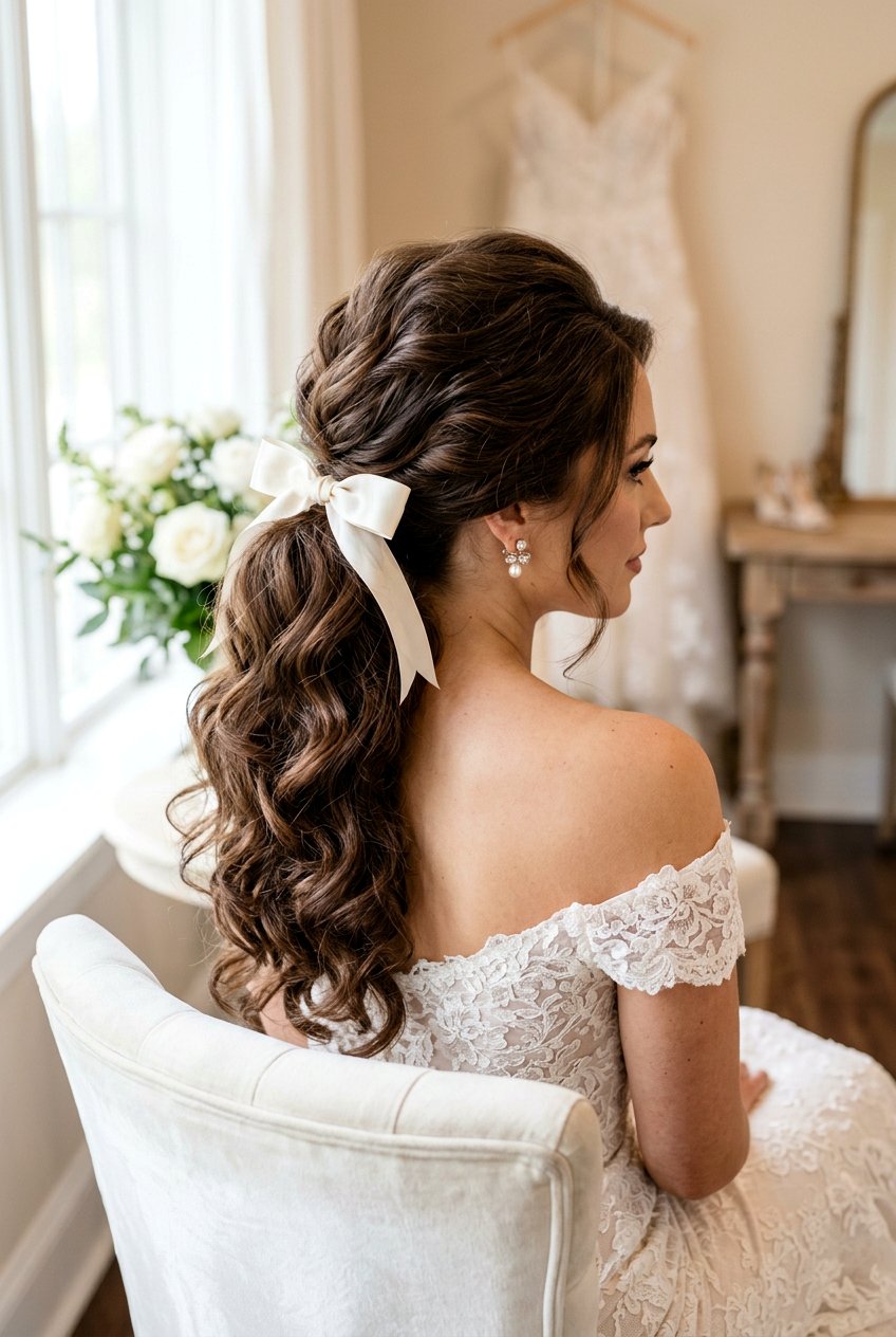 Voluminous Wedding Ponytail - 20 romantic hairstyles for weddings - 20 romantic hairstyles for weddings