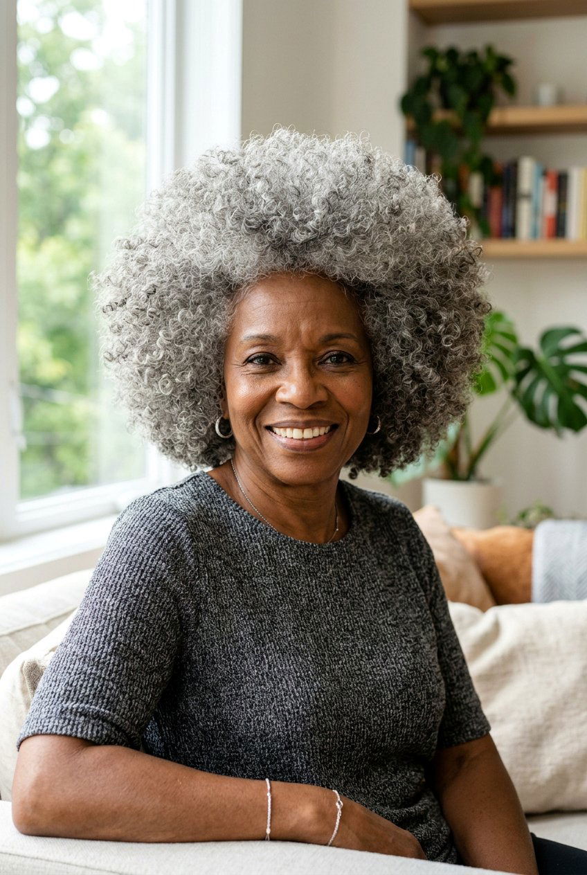 Voluminous curly afro - 20 curly hairstyles for older women - 20 curly hairstyles for older women
