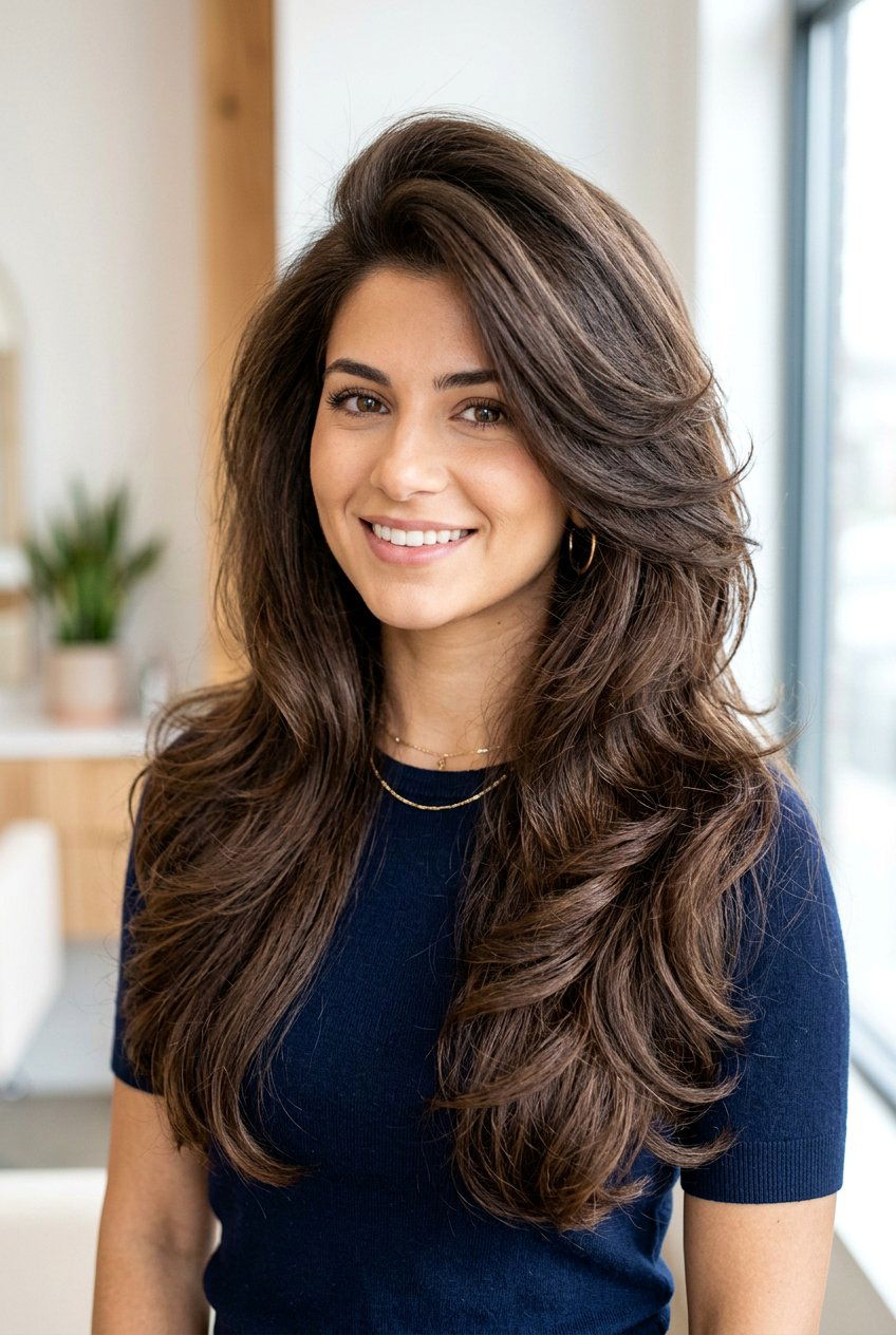 Voluminous long razor layers - 20 razor cut long layers - 20 razor cut long layers