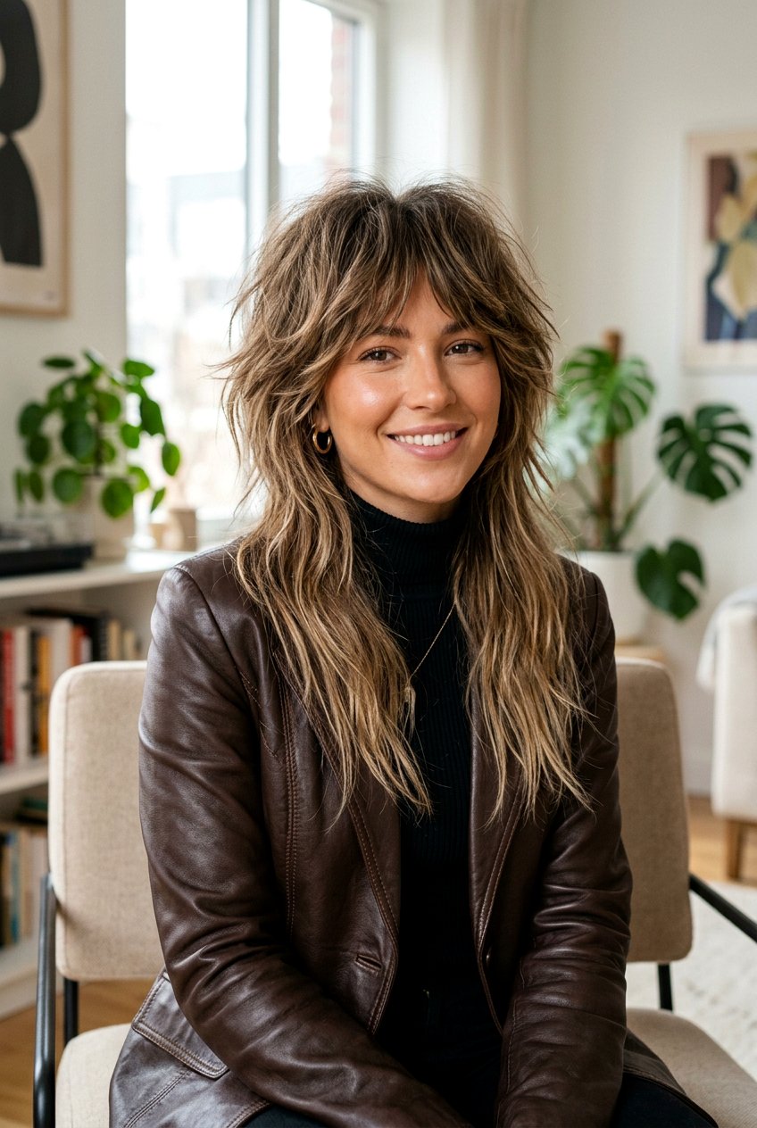 Voluminous wolf cut with crown layers - 20 long wolf cut for fine hair women - 20 long wolf cut for fine hair women