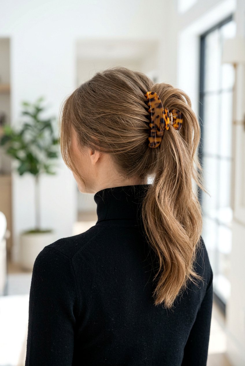 Volumizing Claw Clip Ponytail - 20 elegant office ponytail for fine hair - 20 elegant office ponytail for fine hair