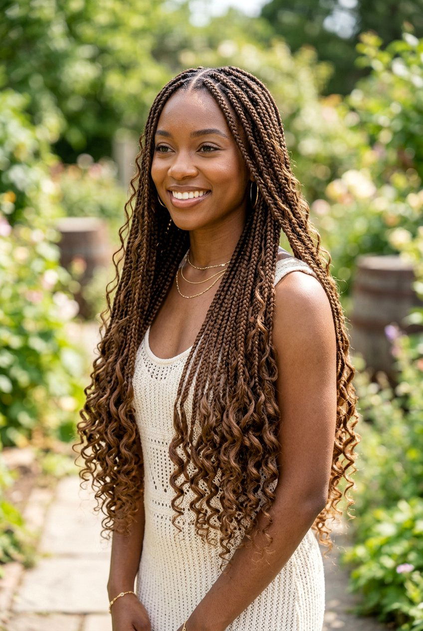 Waist Length Bohemian Box Braids - 20 bohemian box braids - 20 bohemian box braids