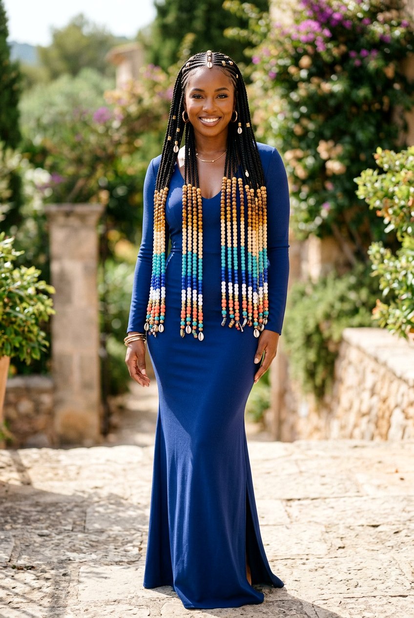 Waist Length Fulani Braids With Beads - 20 fulani braids with beads - 20 fulani braids with beads