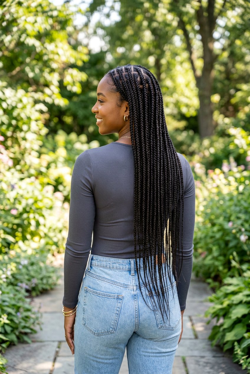 Waist Length Medium Knotless Braids - 20 medium knotless braids styles - 20 medium knotless braids styles