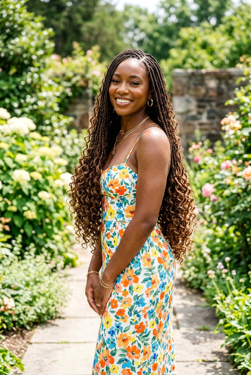 Waist Length Small Knotless Braids With Curls - 20 small knotless braids with curls - 20 small knotless braids with curls