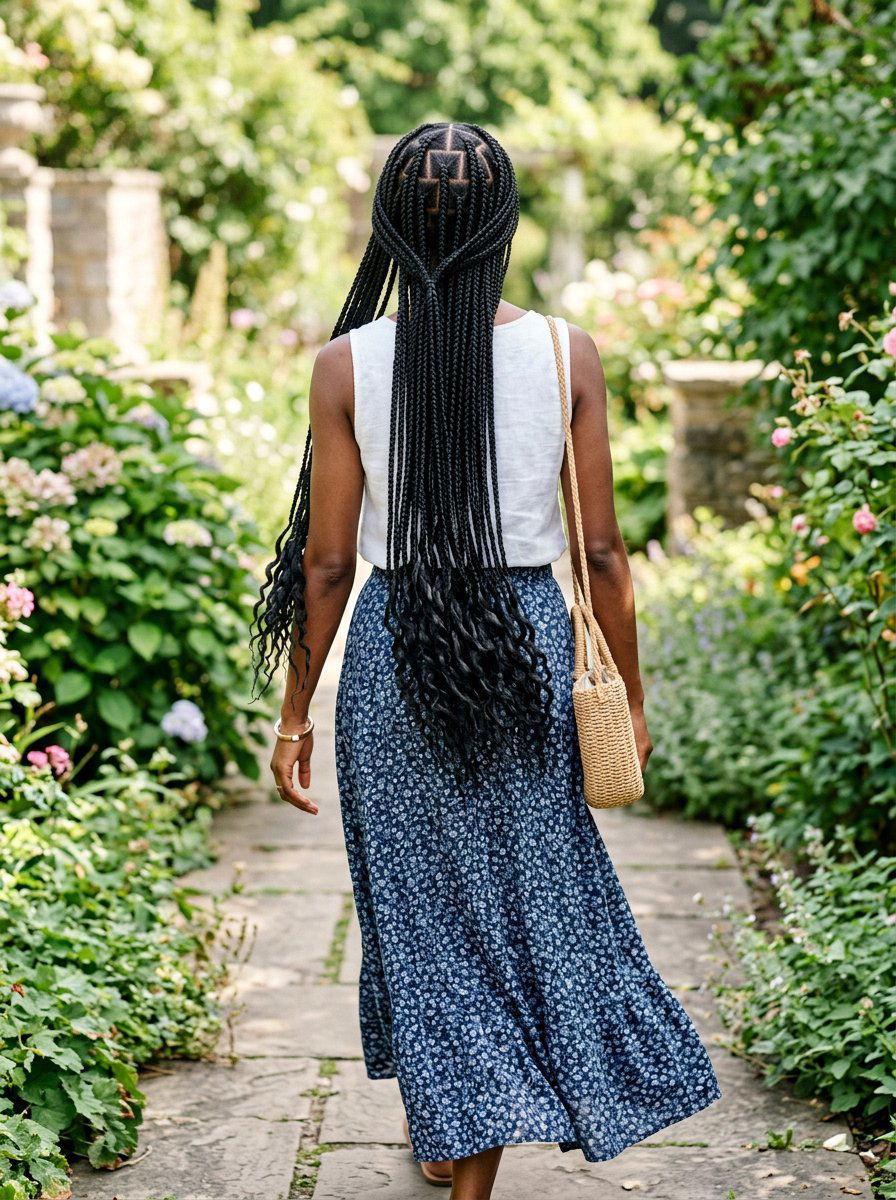 Waist Length Triangle Part Box Braids - 20 triangle part box braids - 20 triangle part box braids