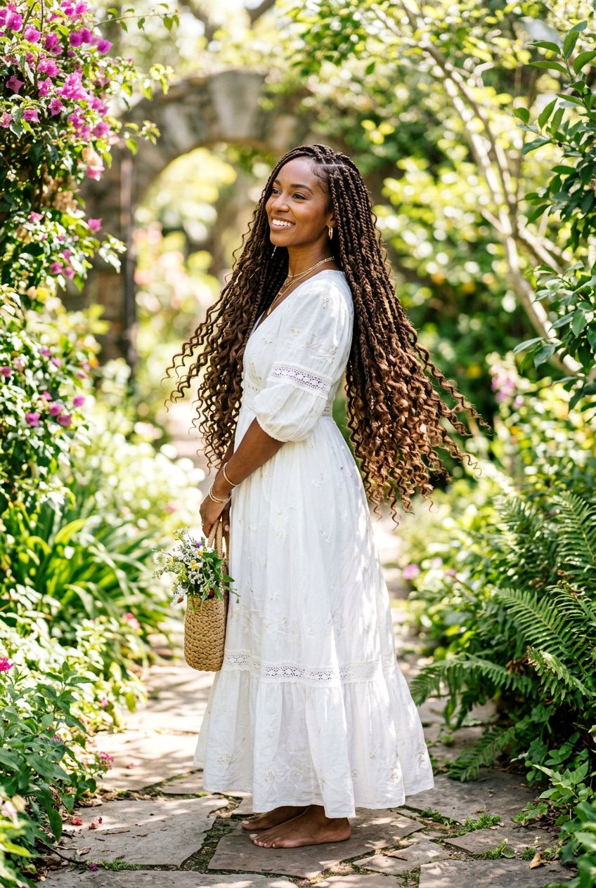 Waist length boho box braids with curls - 20 boho box braids with curls - 20 boho box braids with curls