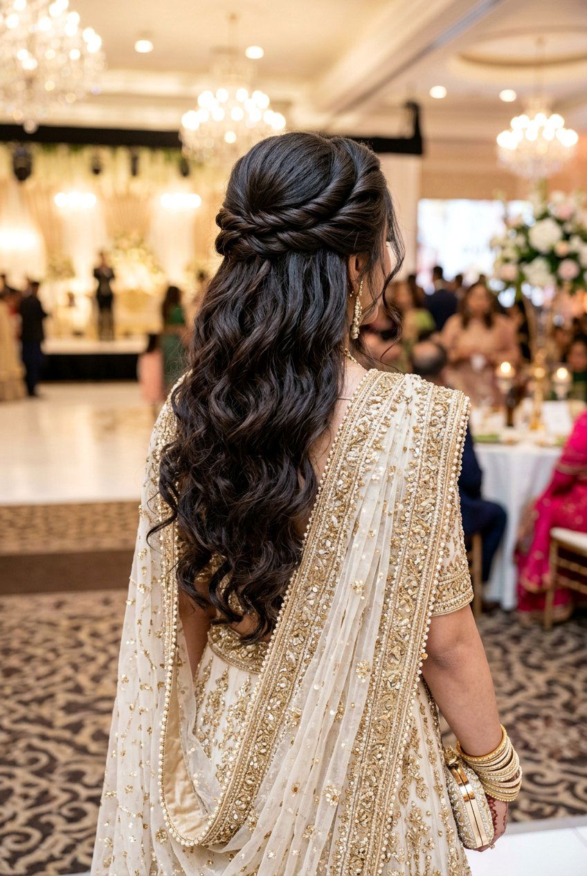 Walima Half Up Twisted Soft Curls - 20 walima hairstyle with soft curls - 20 walima hairstyle with soft curls
