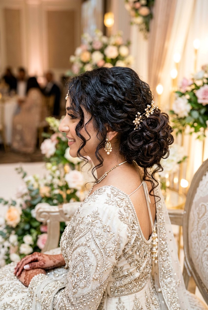 Walima Low Bun With Soft Curls - 20 walima hairstyle with soft curls - 20 walima hairstyle with soft curls