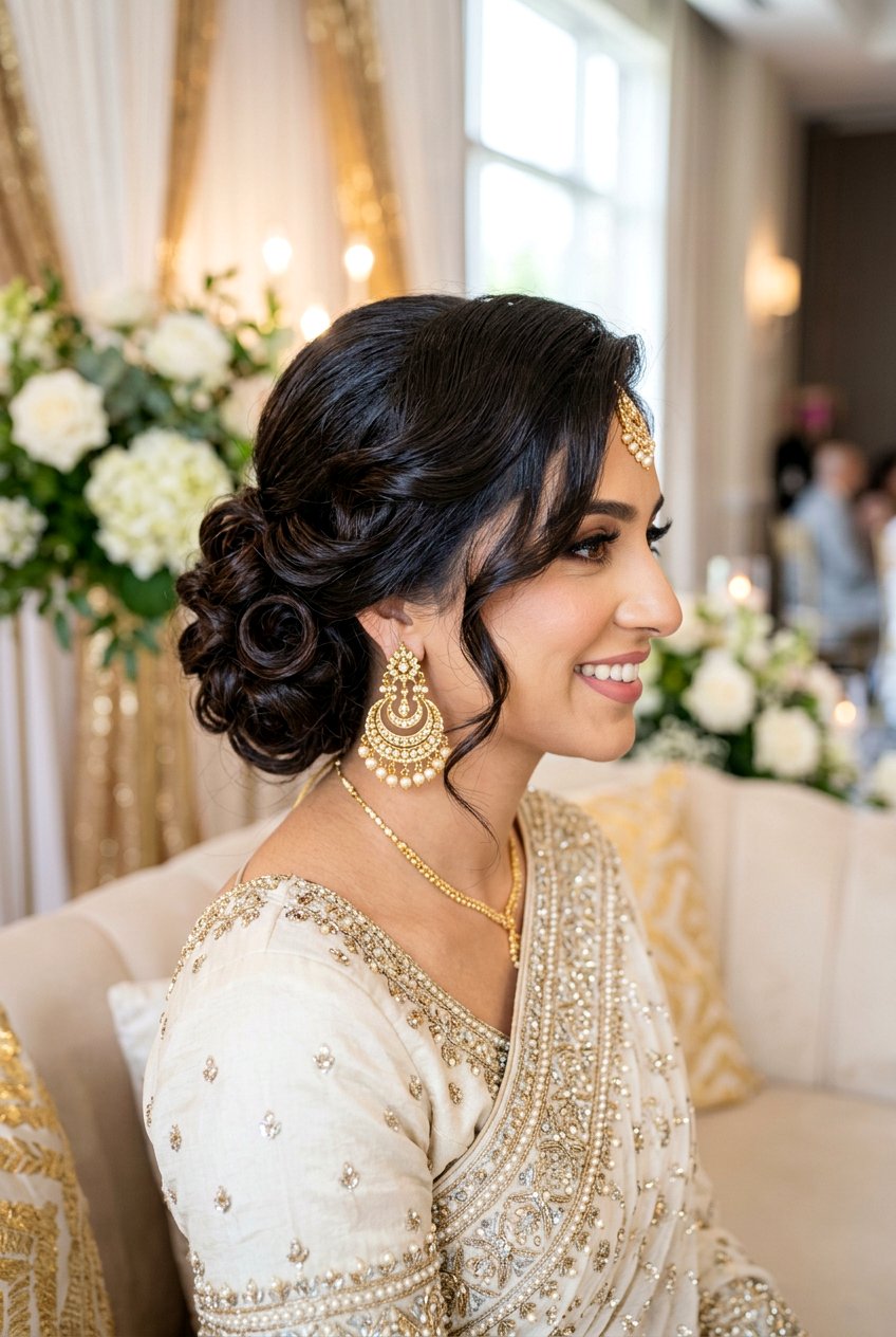 Walima Side Bun With Soft Curls - 20 walima hairstyle with soft curls - 20 walima hairstyle with soft curls