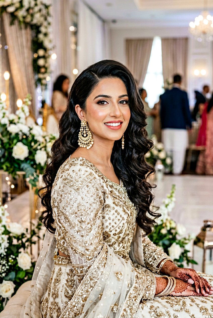 Walima Side Part Soft Curls - 20 walima hairstyle with soft curls - 20 walima hairstyle with soft curls