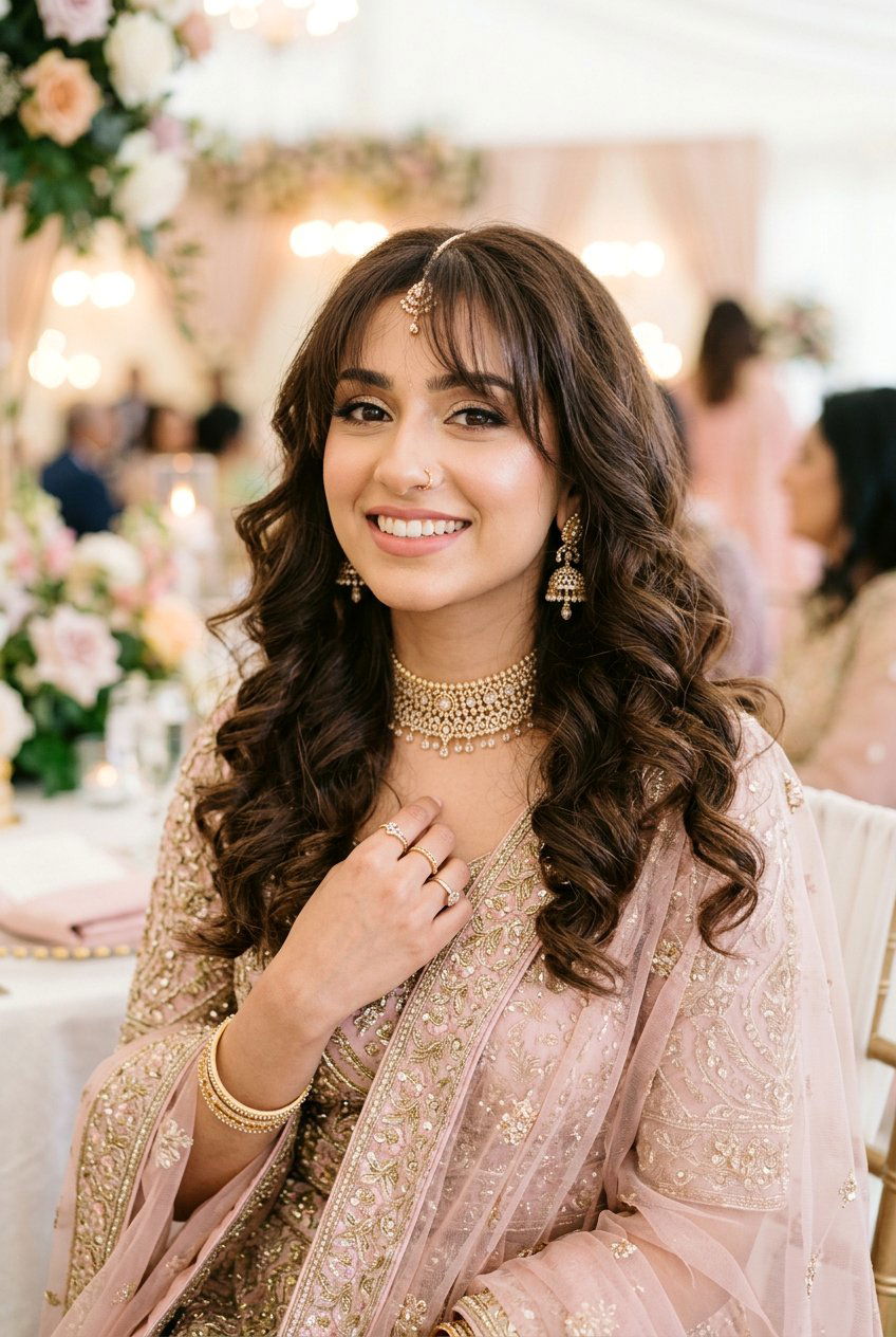 Walima Soft Curls With Light Front Bangs - 20 walima hairstyle with soft curls - 20 walima hairstyle with soft curls