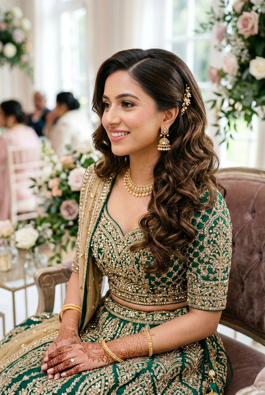 20 Gorgeous Walima Hairstyle with Soft Curls for Brides