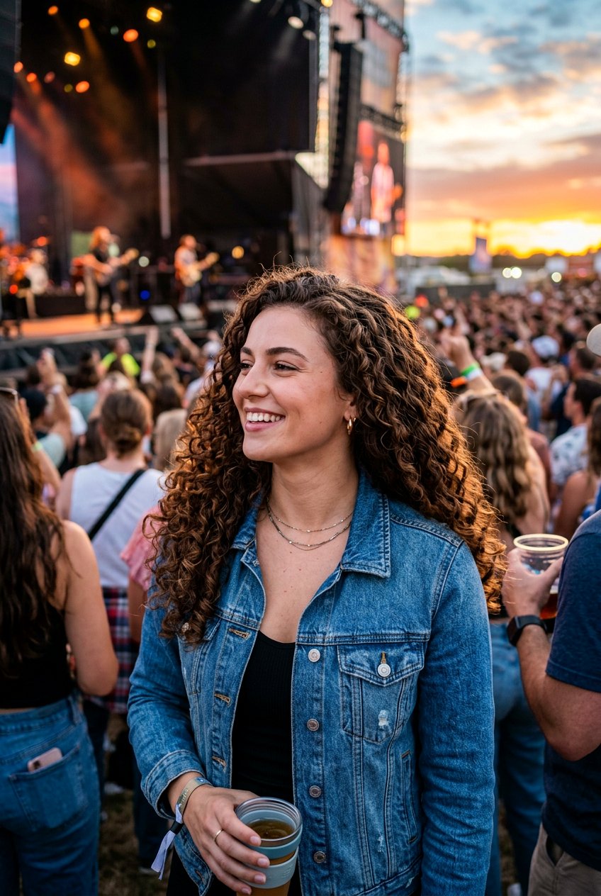Wand Curls Denim Jacket - 20 country concert curls hairstyle - 20 country concert curls hairstyle
