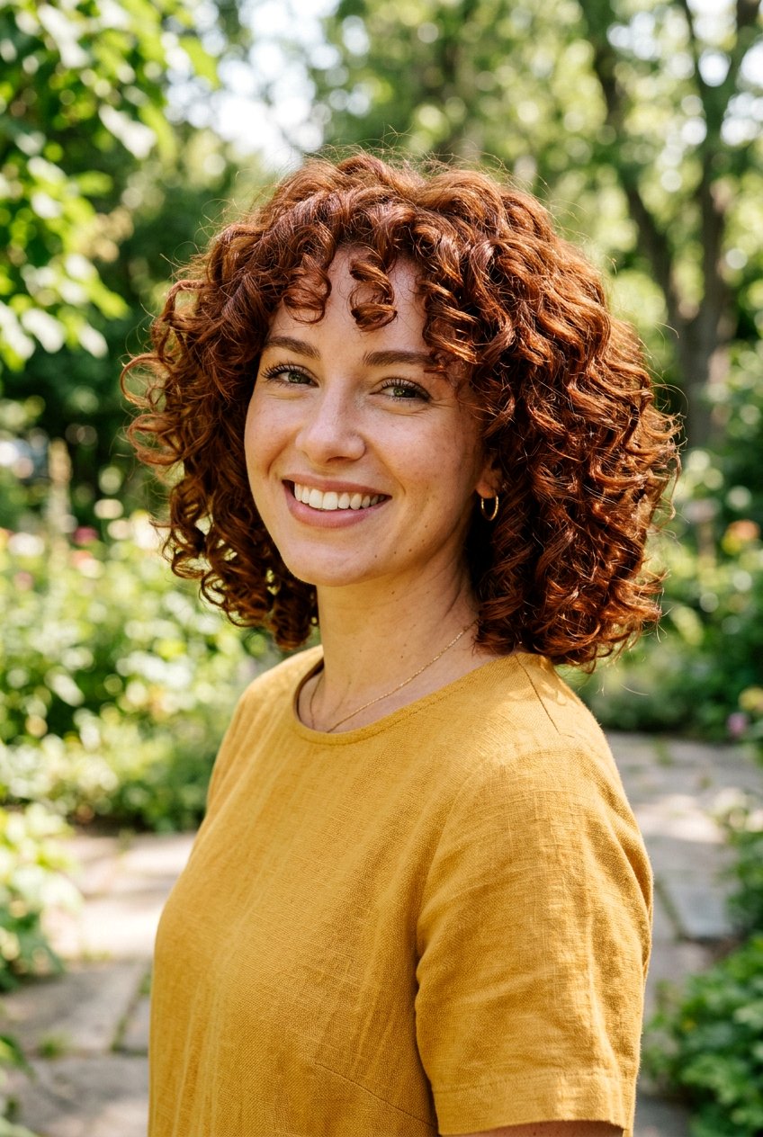 Warm Auburn Curly Bob - 20 hair color ideas for curly bob hair - 20 hair color ideas for curly bob hair
